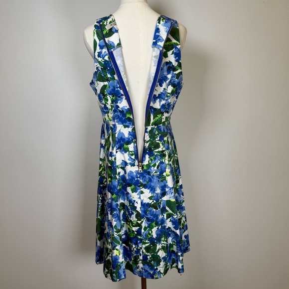 MILLY Capri Floral Sleeveless Dress Cotton Fit And Flare Women’s Size 10 - Picture 7 of 12
